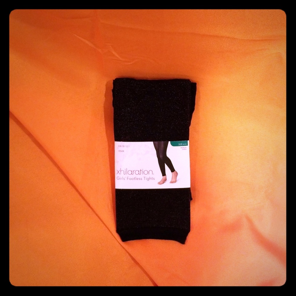 Black sparkle footless tights